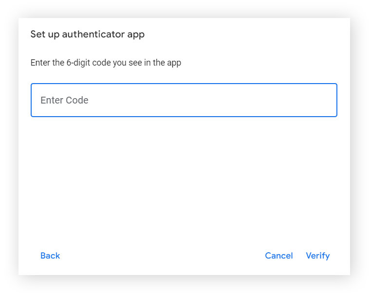 Google Authenticator应用中的代码输入界面