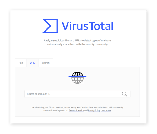 VirusTotal 将扫描 URL 是否存在威胁。
